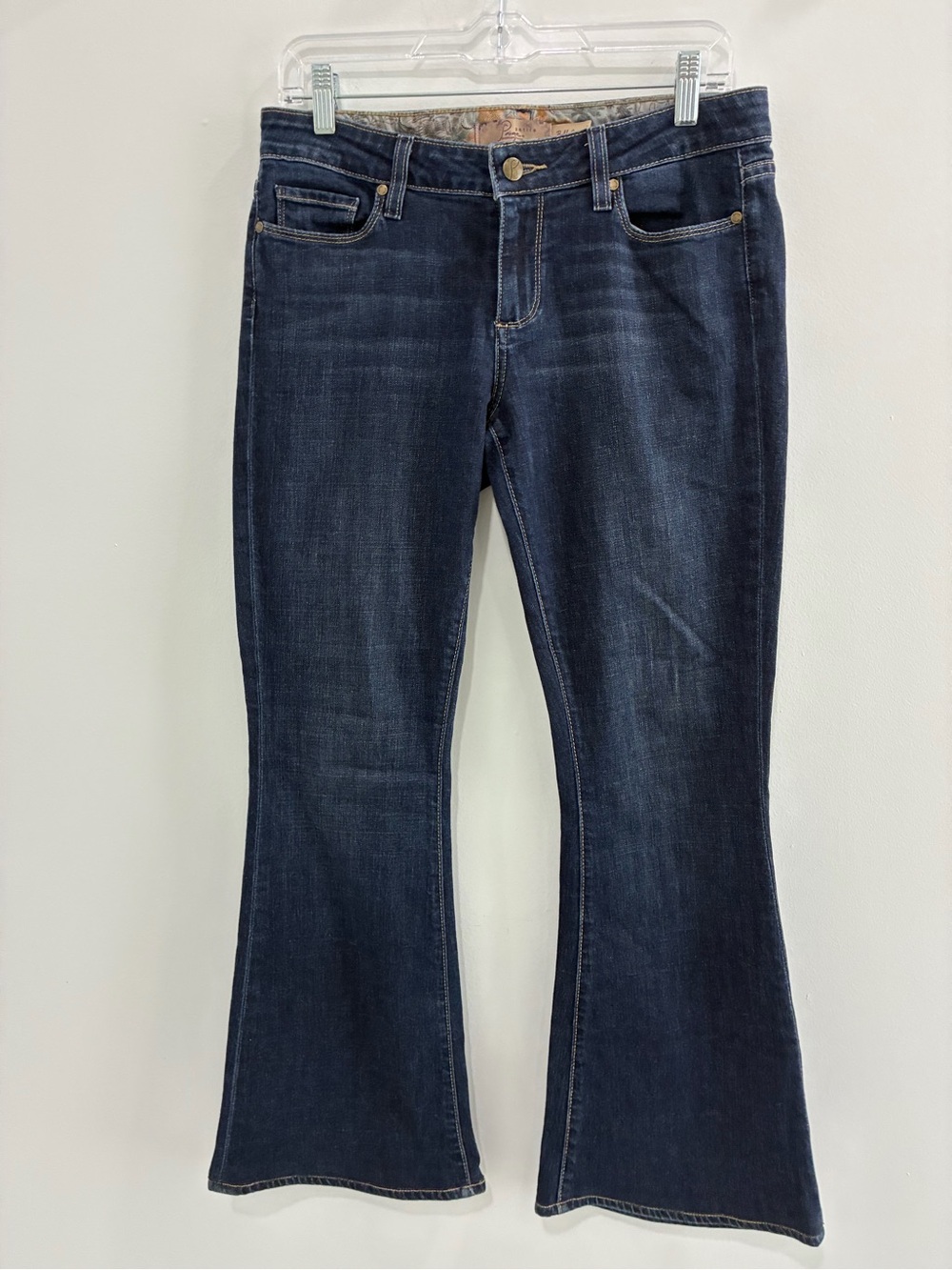 PAIGE Dark Blue Flare Jeans - Women's Wide Leg